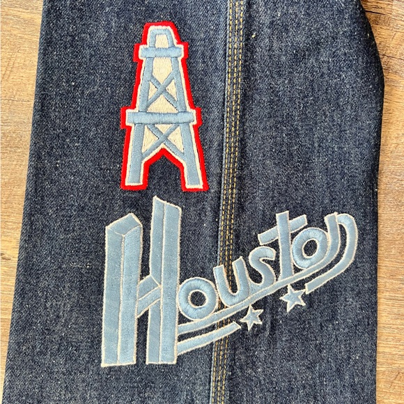 RARE Vintage 1970’s Houston Oilers Embroidered High Waisted Jeans - Picture 5 of 9